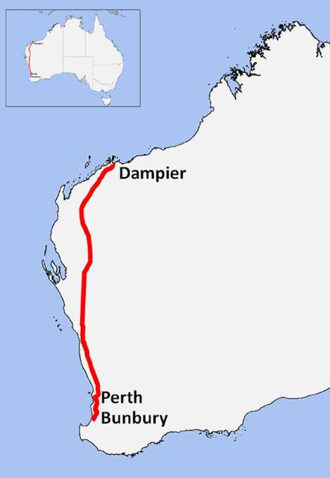 Dampier to Bunbury gas pipeline route.