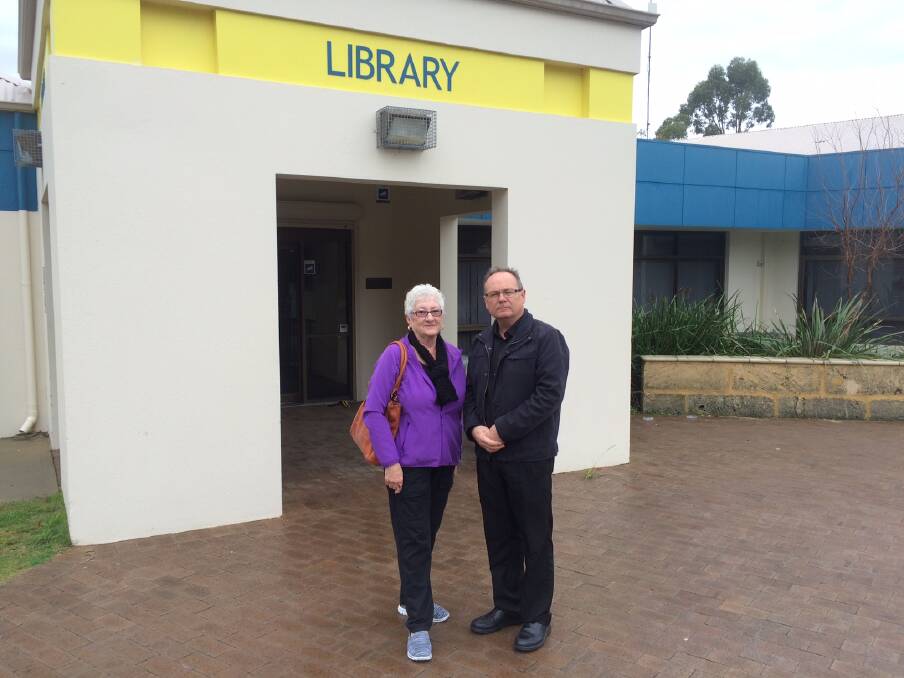 Libraries at risk: Mandurah MP David Templeman and Jeannette Lakomski outside Mandurah Library. Photo: Supplied.