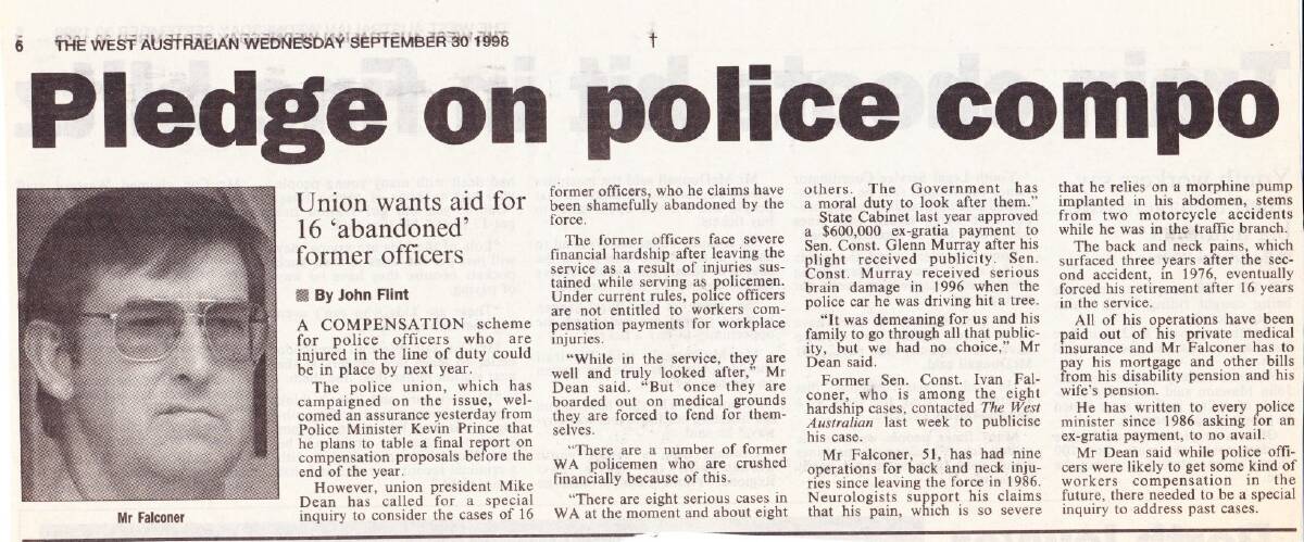 Promises: WA Police have been waiting for action on a workers compensation scheme since at least 1998. Image: Supplied.