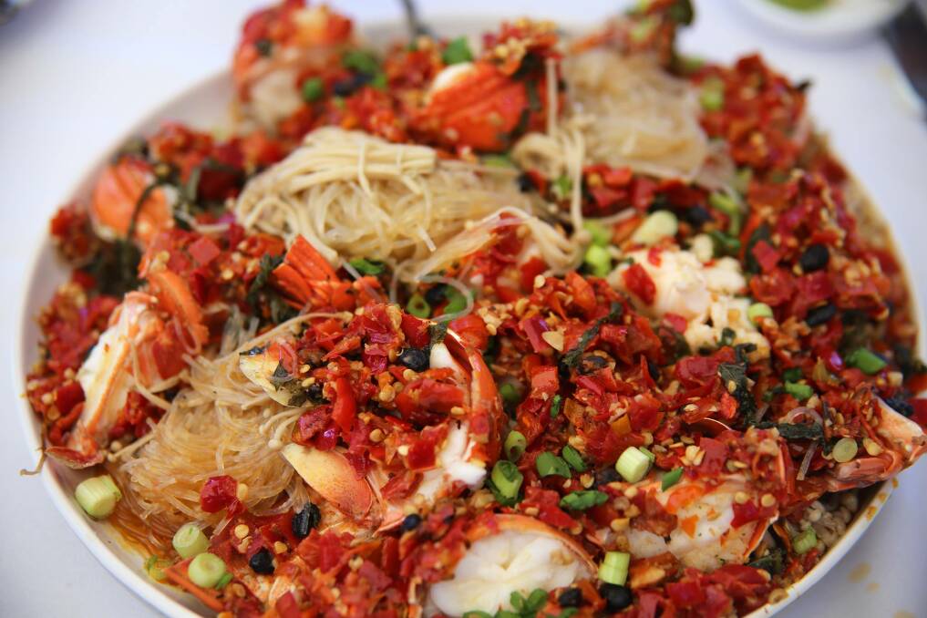 Chef Yin's Crayfish Szechuan Chilli Noodle.