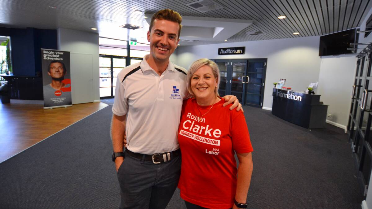 Newly elected MPs Zak Kirkup and Robyn Clarke share a joke before the election. Photo: Nathan Hondros.