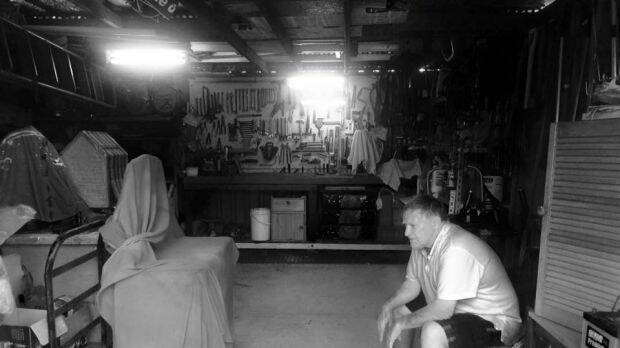 Dad often seeks refuge in his shed in Mandurah. Photo: Kate Hedley.
