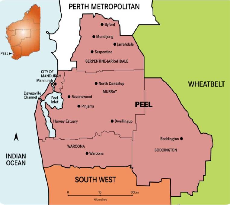 A map of the Peel region. Photo: Peel Development Commission.