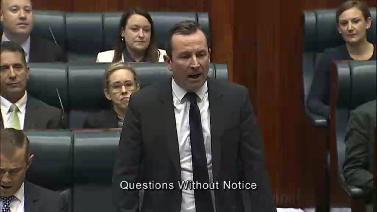 Premier Mark McGowan in parliament on Thursday.