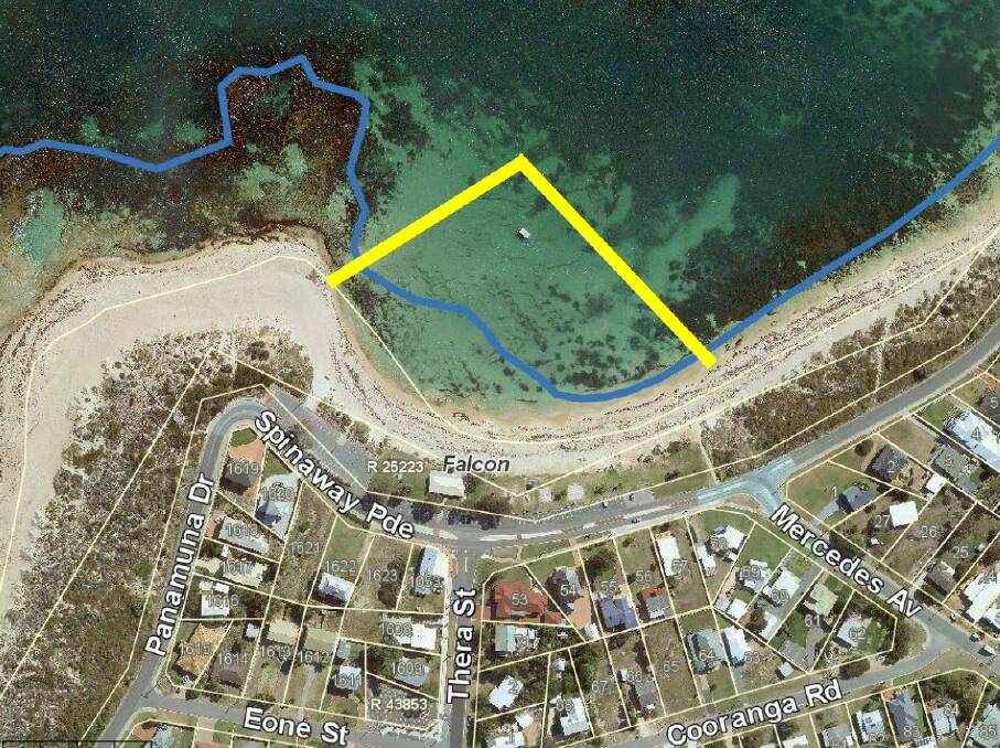 One of the proposed sites of the Falcon Bay shark barrier. Image: Supplied.