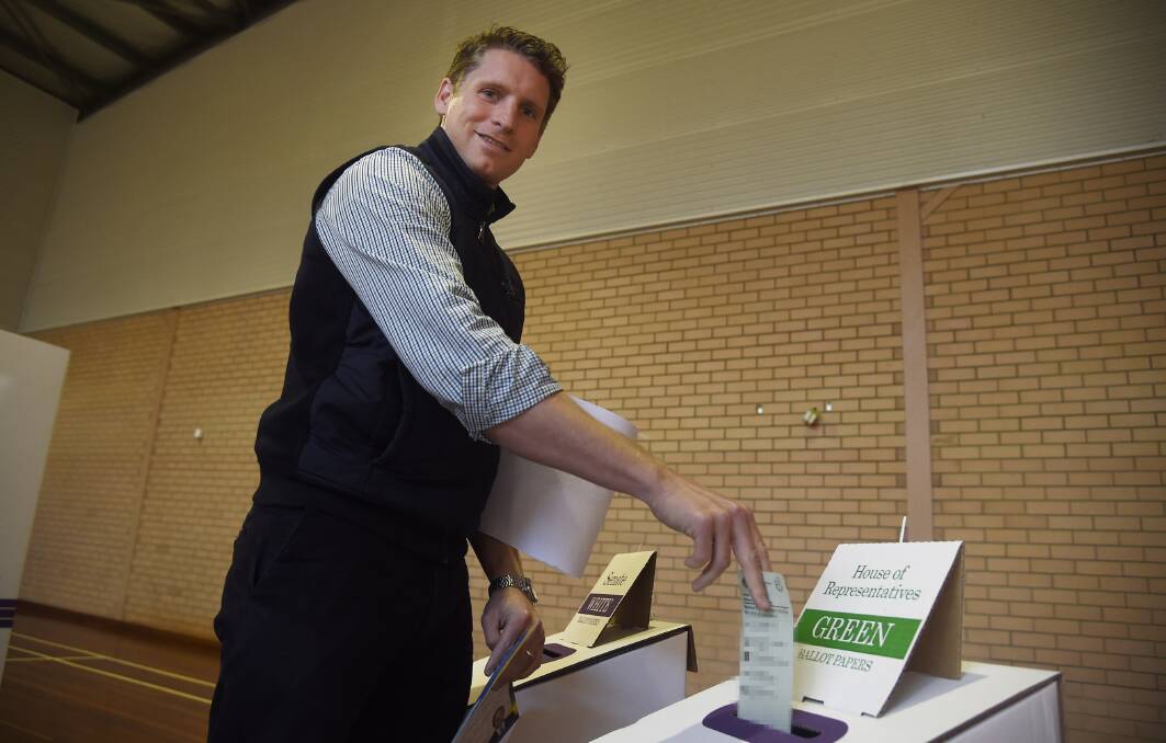 Canning MP Andrew Hastie casting his vote in Jarrahdale. Photo: Supplied.