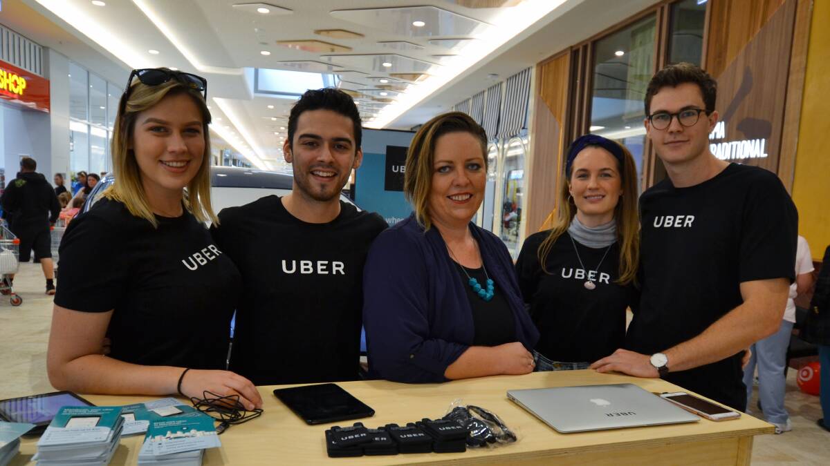On the hustings: Uber is running a booth at the new Mandurah Forum for the next few weeks, seeking drivers and user for its ride sharing app. Photo: Nathan Hondros.