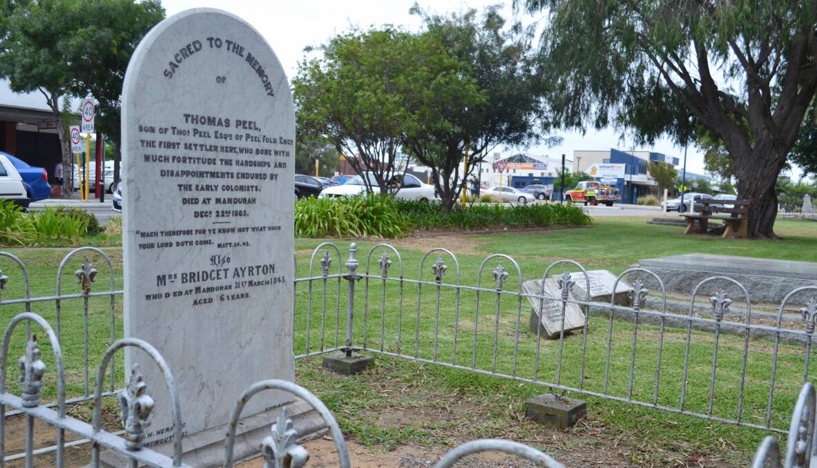 Thomas Peel's grave in Mandurah. Photo: Andrew King.