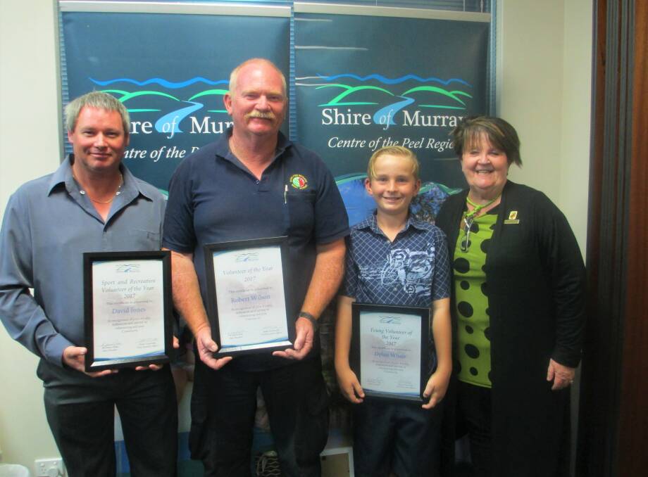 Good Samaritans: Shire of Murray president Maree Reid with this year's Volunteer of the Year Awards winners. Photo: Supplied.