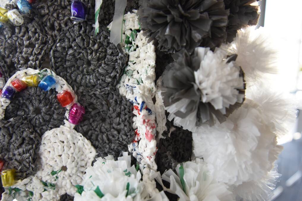 Re-purpose: Pam Prince's piece uses completely recycled materials to talk about coral bleaching and water pollution. Photo: Marta Pascual Juanola.