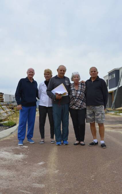Concerned: Falcon residents Wally Wilcox, Lillian Keefe, David Cumming, Jeneanne Comming and Peter Mourikis. Photo: Marta Pascual Juanola.