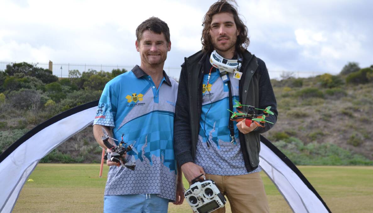 Terry Johnson and Owen Littleton flew in the Australian Drone Racing Nationals in Queensland. Photo: Justin Rake.