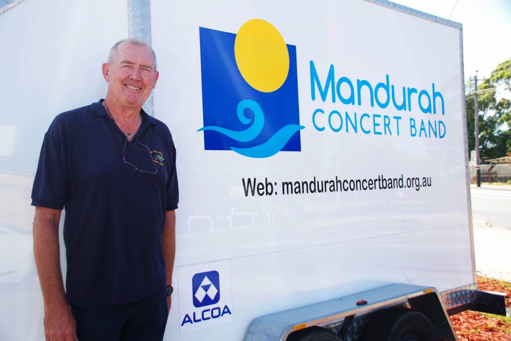 Mandurah Concert Band president Tony Schraven with the new trailer.