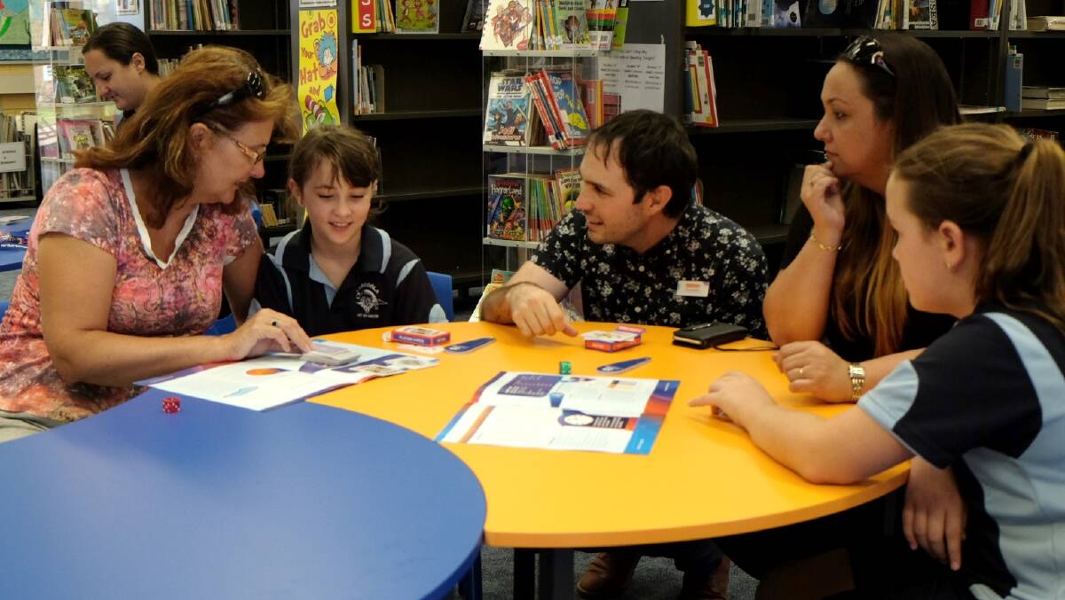 Carcoola Primary School: Brett Morellini from Scitech with Shannon and Mia Babington and Julie and Sarah Elms. Photo: Supplied.