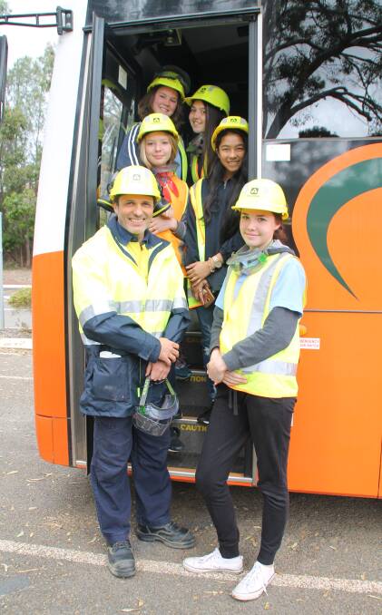 Girls in STEM: Pinjarra Refinery manager Julio Costa welcomes a group of year 9 students from Pinjarra Senior High School to the site. Photo: Supplied.