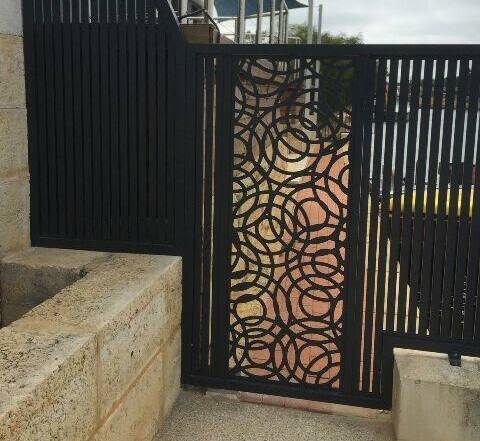 Gates: The latest product available are laser cut aluminium screens, these look fantastic as either wall art, in fence in fills, gates and screening.