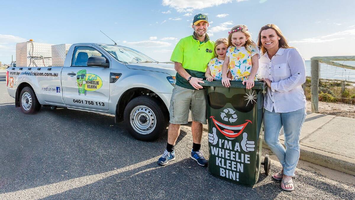 Kev Morris, wife Kerry and daughters Summer and Ruby are behind Kev's Wheelie Kleen. They love living and working in Mandurah and chatting with their valued clients.