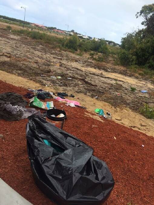 Image of dumped litter after clean-up in bags.