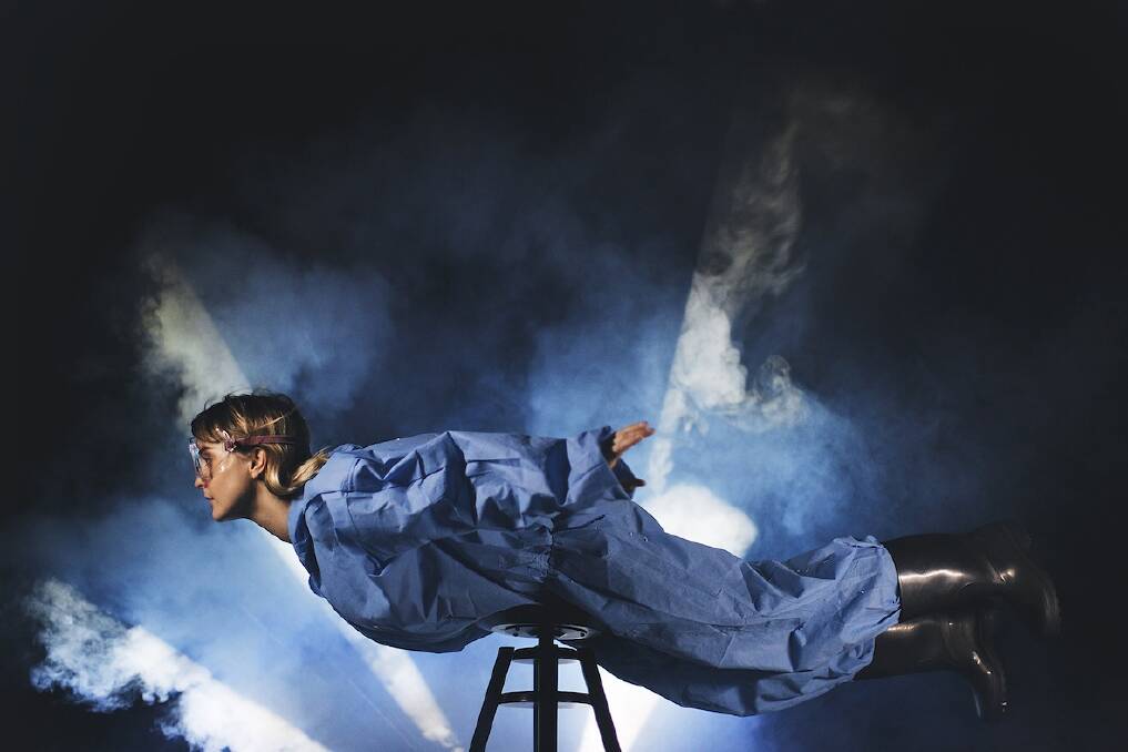 In flight: Adriane Daff as Mary in Falling Through Clouds. Photo: Jarrad Seng.