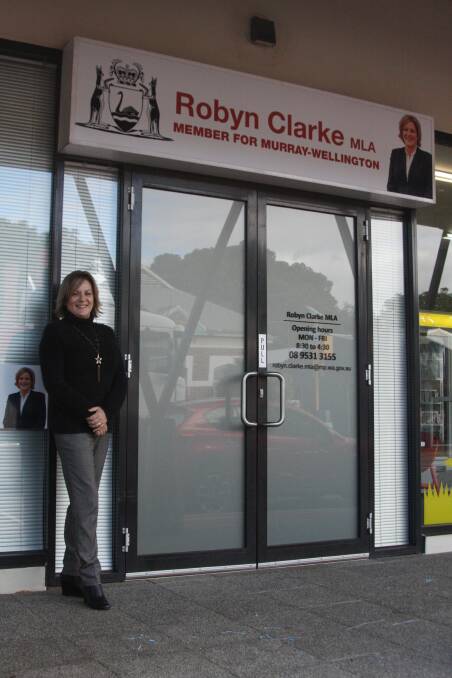 Robyn Clarke outside her new office at the Pinjarra Junction Shopping Centre.
