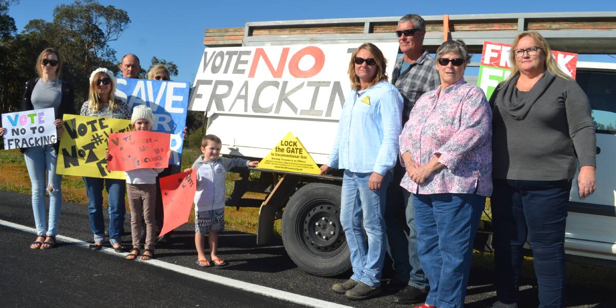 Frack free: Protesters on Forrest Highway on Saturday. Photo: Cam Findlay