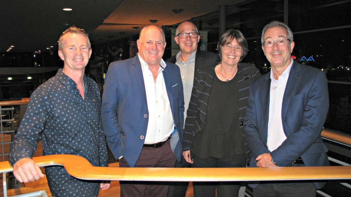 The team: Mark Anderson, Paul Fitzpatrick, Michael Wrenn, Sue Taylor and Ben Elton at the Three Summers launch in June. Photo: Mia Lacy.