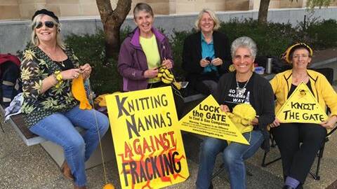 Knot on our watch: The Knitting Nannas protesting outside of parliament house last month. Photo: Facebook.