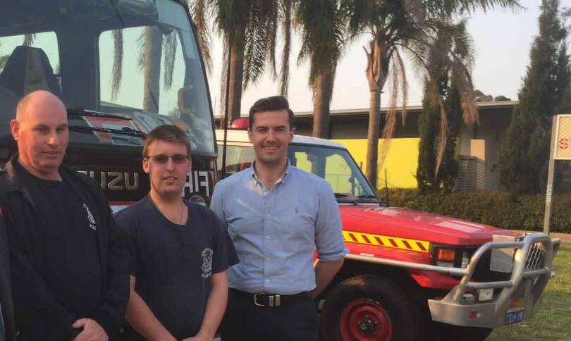 Zak Kirkup (right) with some volunteers from the Falcon Volunteer Fire and Rescue Station. Photo: supplied. 