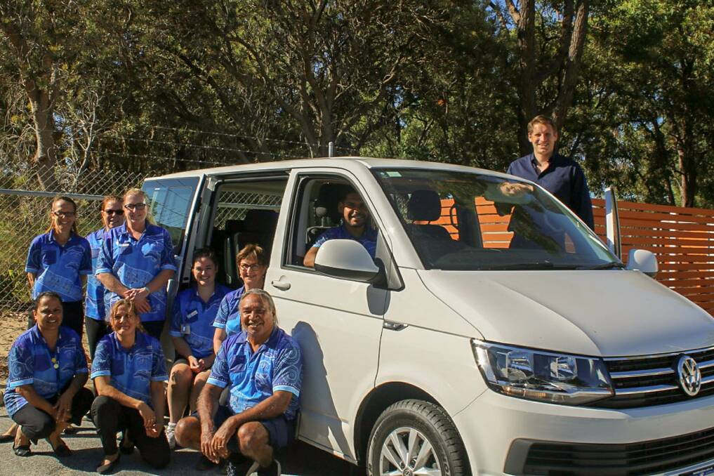 Canning MP Andew Hastie with some of the Nidjalla Wanngan Mia team and the vehicle purchased through the Stronger Communities Program. Photo: supplied. 