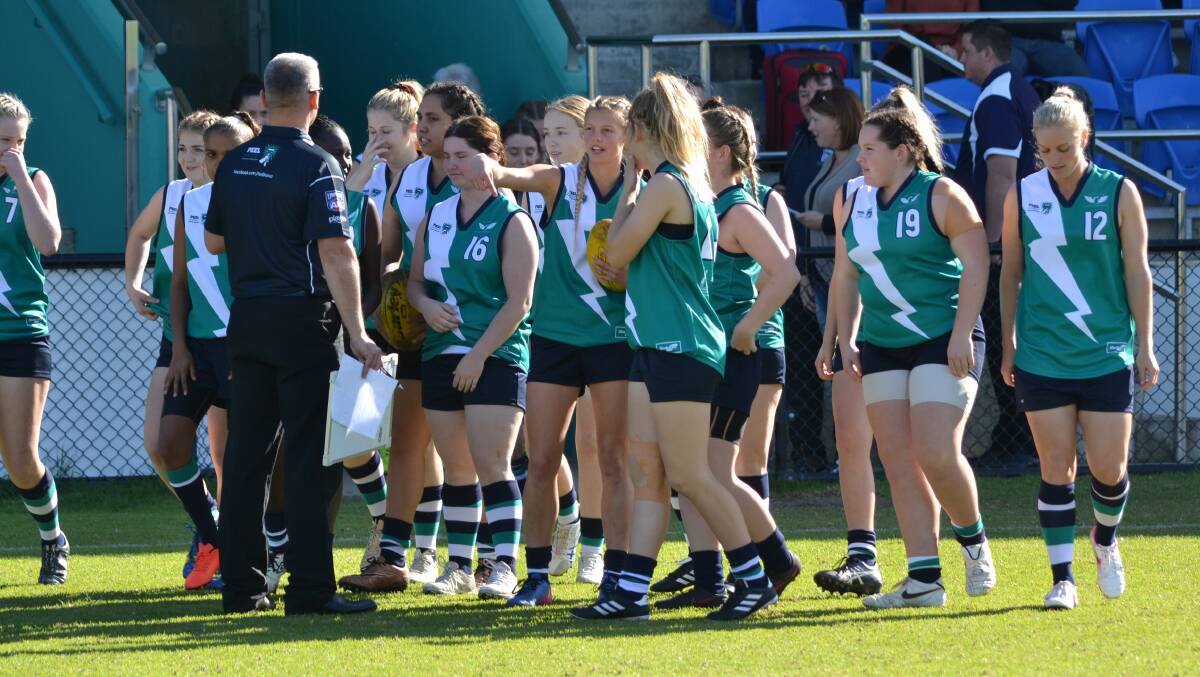 The Peel Football and Netball League fielded a women's side in a ground-breaking clash with the South West Football League at the Landmark Country Football Championships this year. Photo: Andrew Elstermann.    