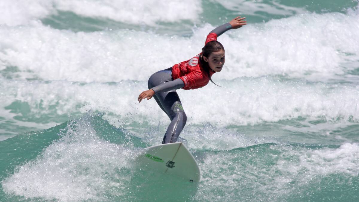 Luxe Higgins surfed her way to second in the under 10 girls. Photo: SurfingWA/Majeks.