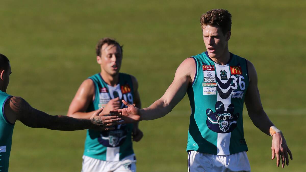 Matt Taberner booted six goals for Peel Thunder. Photo: Supplied.