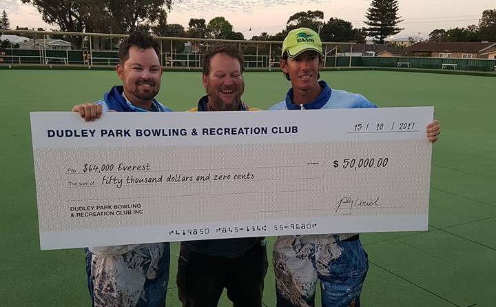 Aaron Wilson (left) celebrates his win with Damien McGee and Nathan Rice. Photo: Supplied.