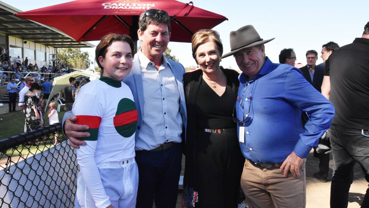 Connections of Red Publisher celebrate the six-year-old's win in the Mandurah Cup. Photo: Carla Hildebrandt.  