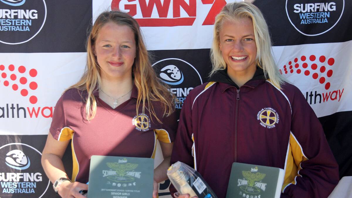 April McPherson and Ruby Allen won the senior state girls category. Photo: SurfingWA/Majeks.