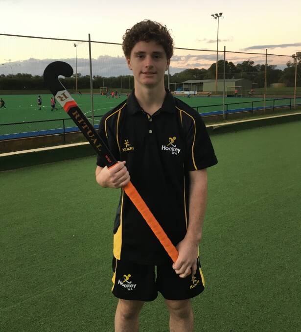 Luke Symington was awarded a new hockey stick for taking out WA's culture award at the recent under 15s Australian Hockey Championships. Photo: supplied.