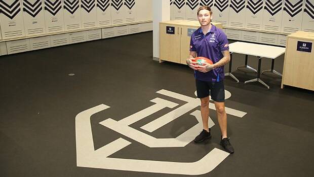 Nathan Wilson is "stoked" to be back home. Photo: Twitter/Fremantle Dockers.