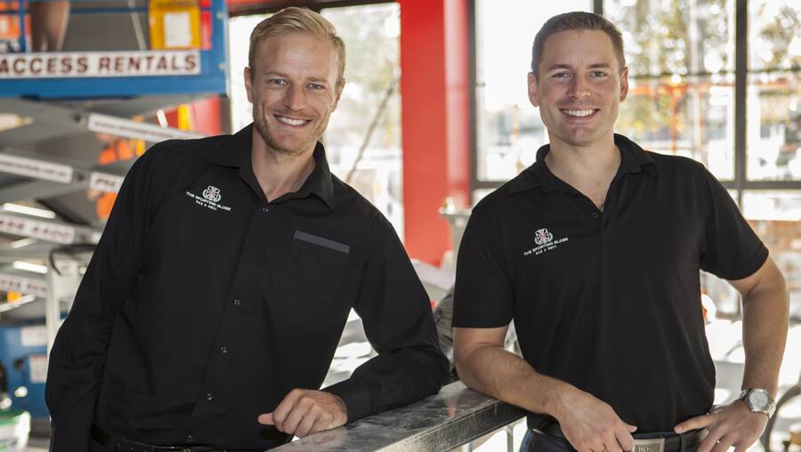 Franchisee and dual Olympic hockey player Tim Deavin and the Sporting Globe CEO James Sinclair are excited to be opening a venue in Mandurah. Photo: Supplied.    