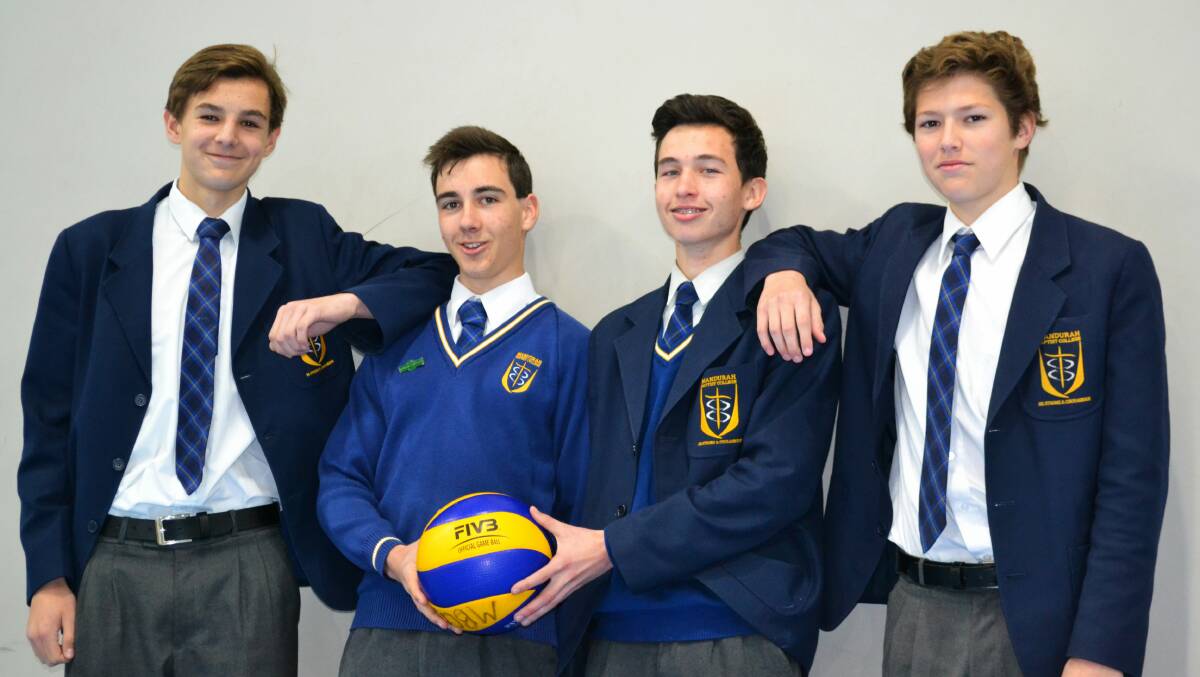 Lewis Peach, Sheehan Howie, Nicholas Whittering and Joshua Howat were all chosen to represent WA at the School Sports Australia under 15s volleyball championships. Photo: Justin Rake.