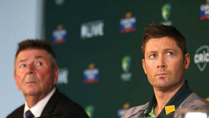 Future doubt: Michael Clarke with national selector Rod Marsh. Photo: James Alcock