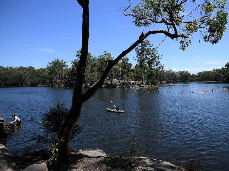 The body of a man has been found in a search of a lake in Sydney's west after he failed to surface. (Dan Himbrechts/AAP PHOTOS)