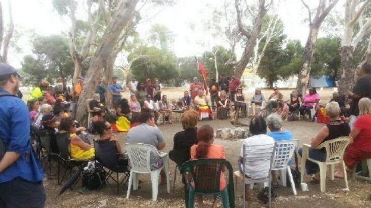The closure of remote communities has been a focus of protests on Heirisson Island.  Photo: Steve Holland