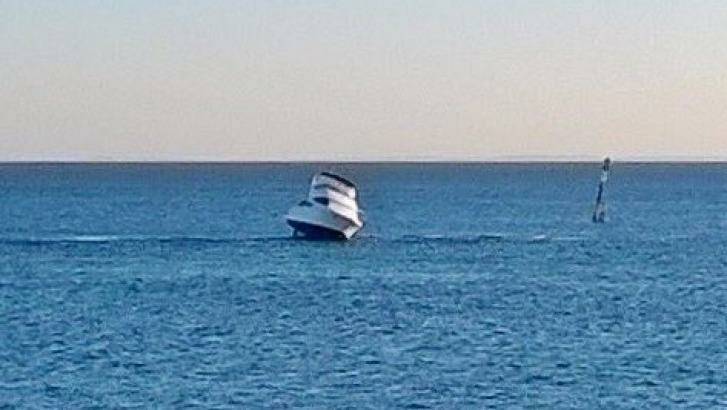 The couple's boat after a presumed navigation error near Rottnest.