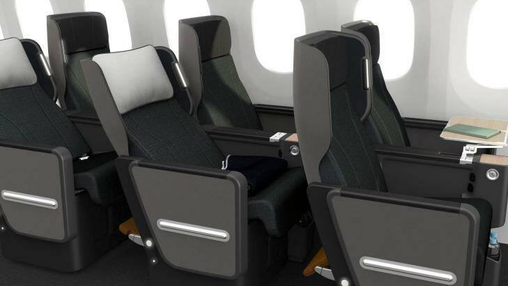 Thew new Qantas premium economy seat for the 787 Dreamliner.