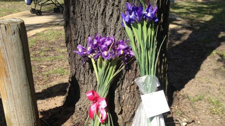 Floral tributes to Iris Jones. Photo: Ray Sparvell