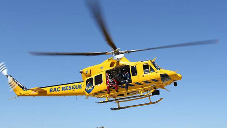 The RAC Rescue helicopter was sent to Harvey to transport an injured boatie to Royal Perth Hospital. Photo: DFES