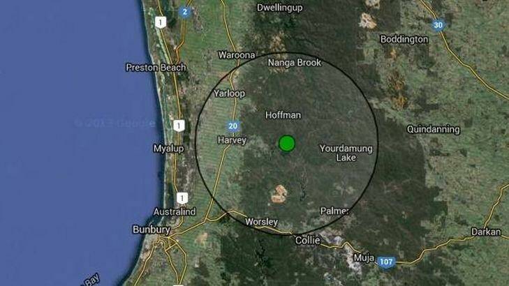 Geosciences Australia estimate that the quake south-east of Harvey could have been felt up to 28 kilometres away.