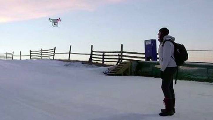 Fly over: the NZ Tourism drone in the ski fields.