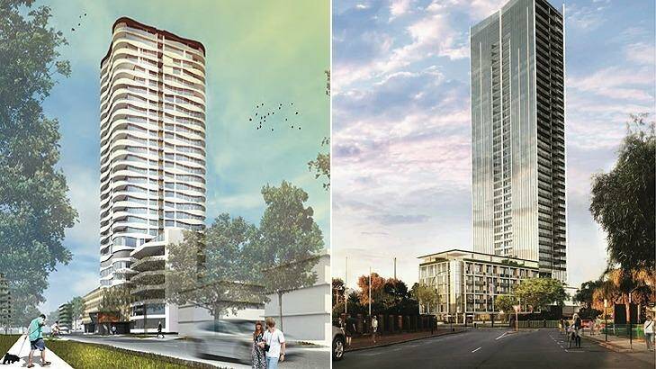 The new towers at Mill Road (left) and Lyall Street (right) are part of a revitalisation of South Perth. Photo: Supplied