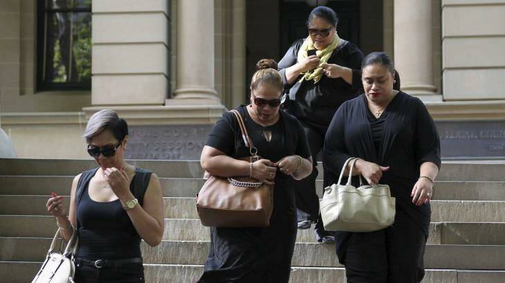 Relatives of Alo-Bridget Namoa outside Central Local Court in Sydney on Thursday. Photo: Janie Barrett